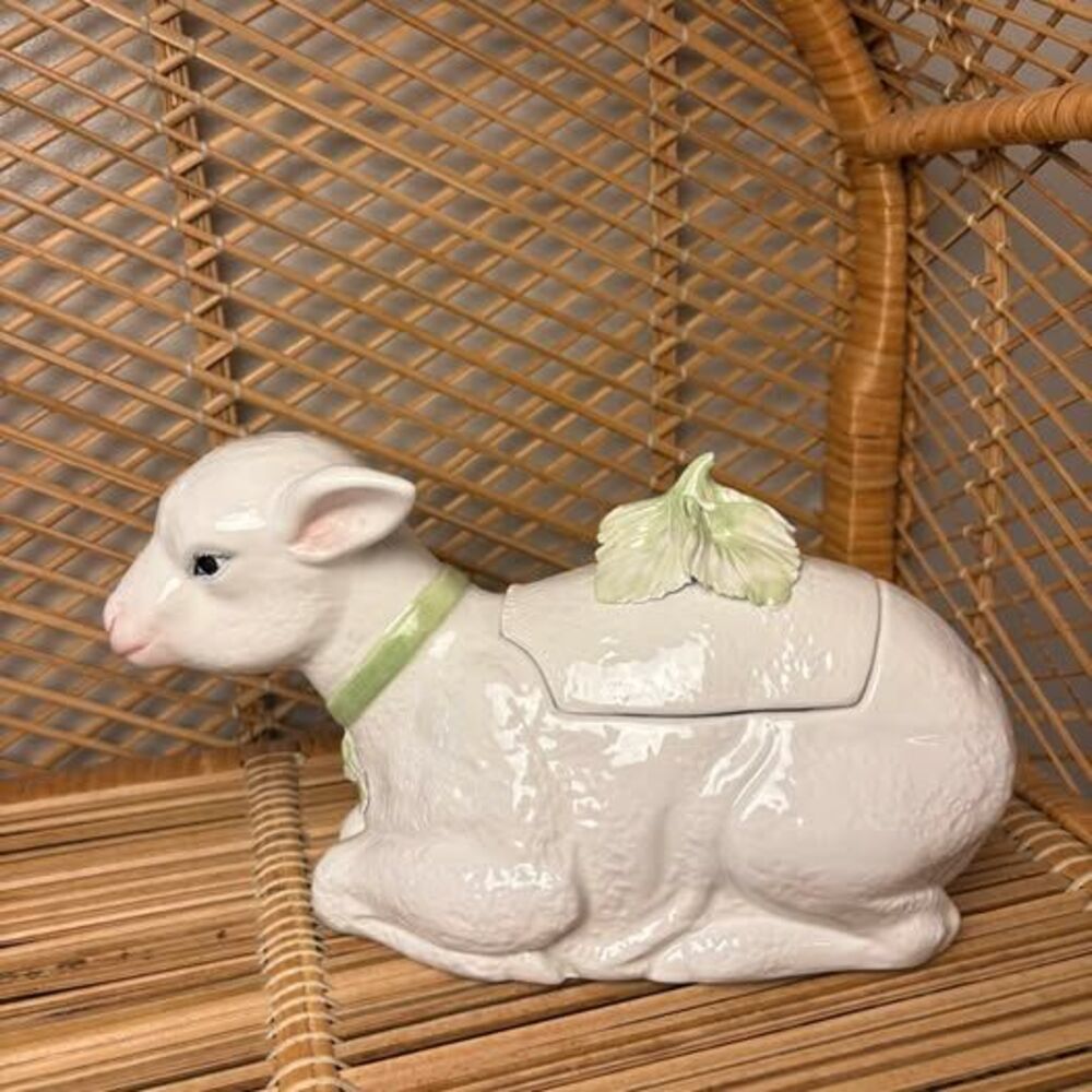 Italian Ceramic Lamb Covered Dish